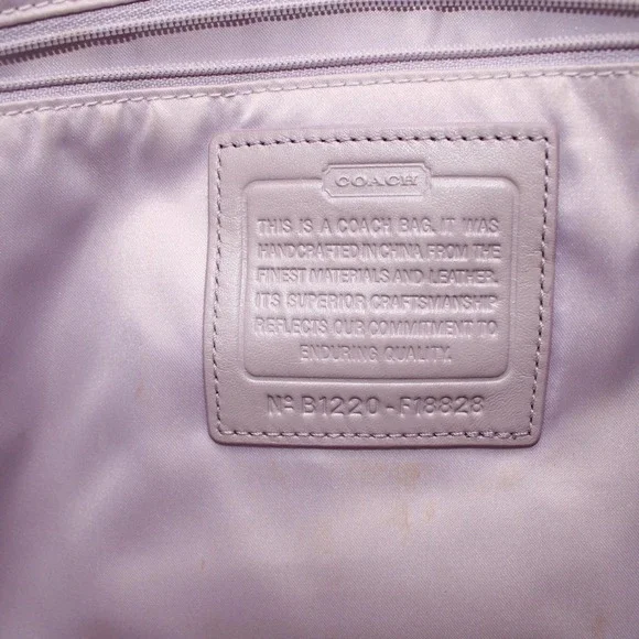 Coach Signature C Monogram Tote Bag Lavender Leather Accents